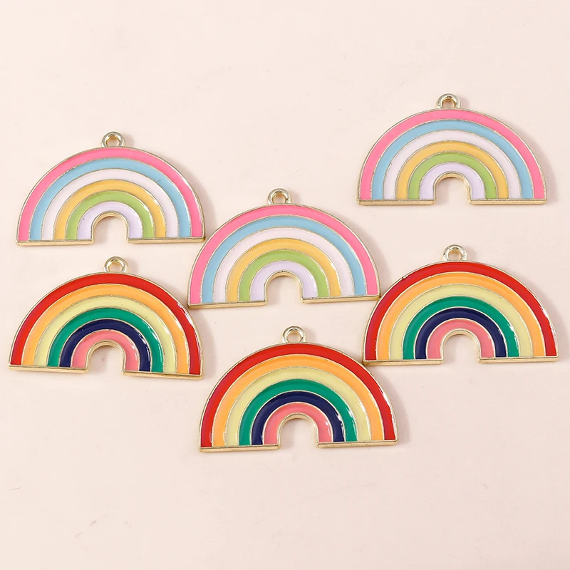 20 Stück 31x20mm Niedliche Bunte Emaille-Regenbogen-Anhänger für Ohrringe, Halsketten, Schlüsselanhänger, DIY-Bastelarbeiten, Schmuckherstellungszubehör – Detail 5