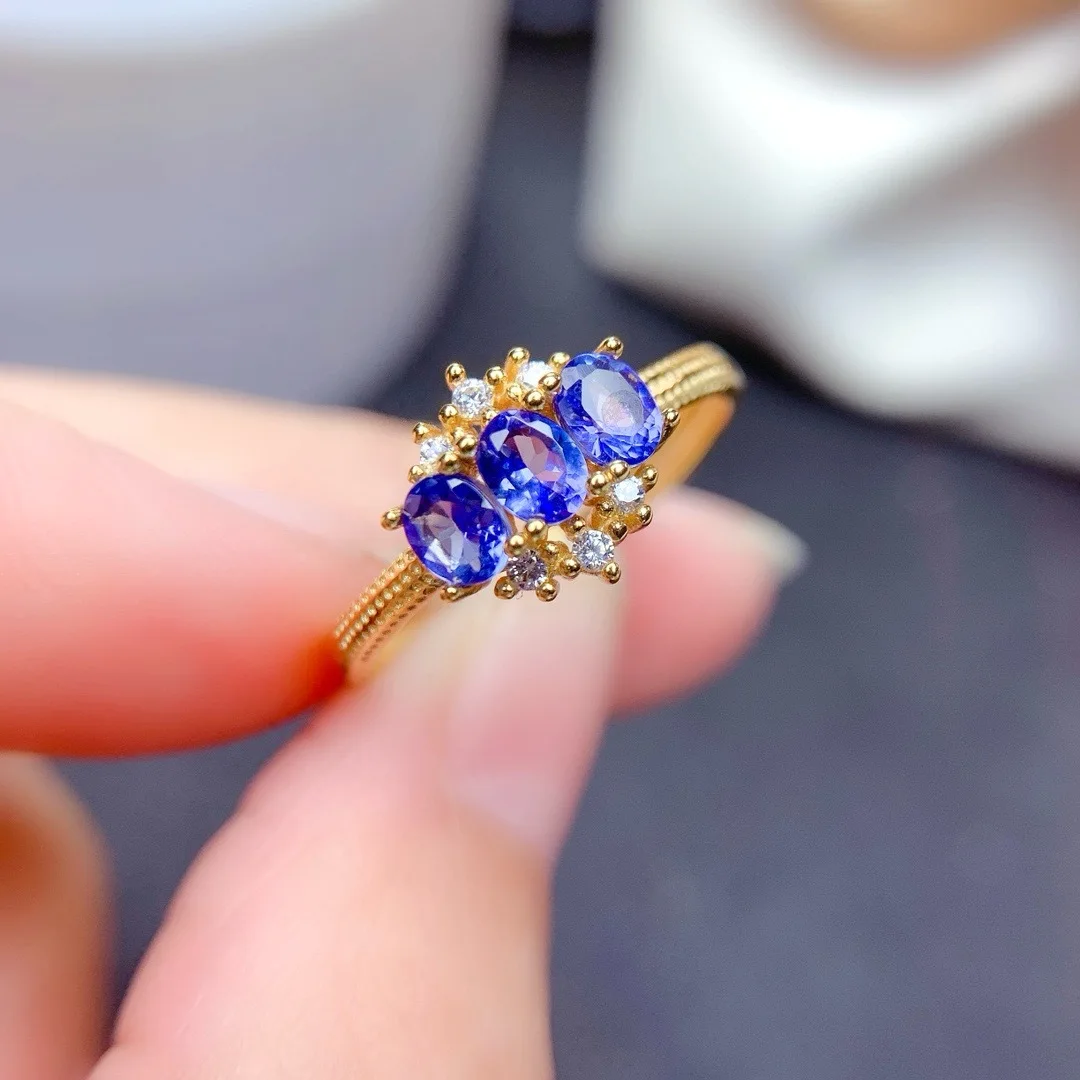 

Unique Natural Tanzanite S925 Sterling Silver Ring Premium Designer Jewelry Featuring A Sparkling Intense Gem