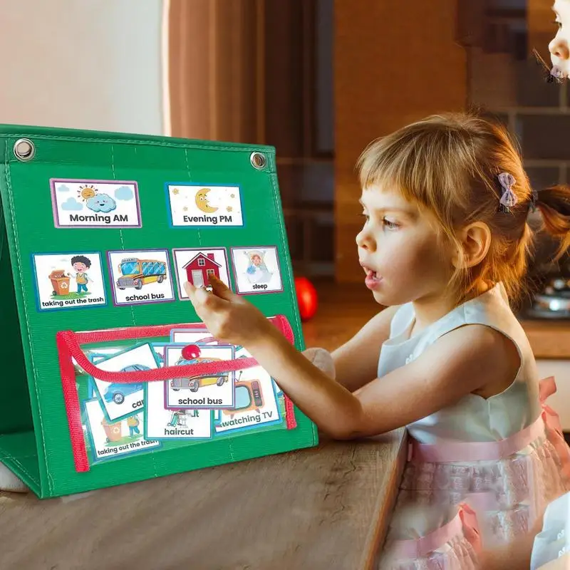 Kinder visuellen Zeitplan Kalender mit 72 Stück Punkte Routine karten visuellen Planer Lernmaterial ien für zu Hause Klassen zimmer