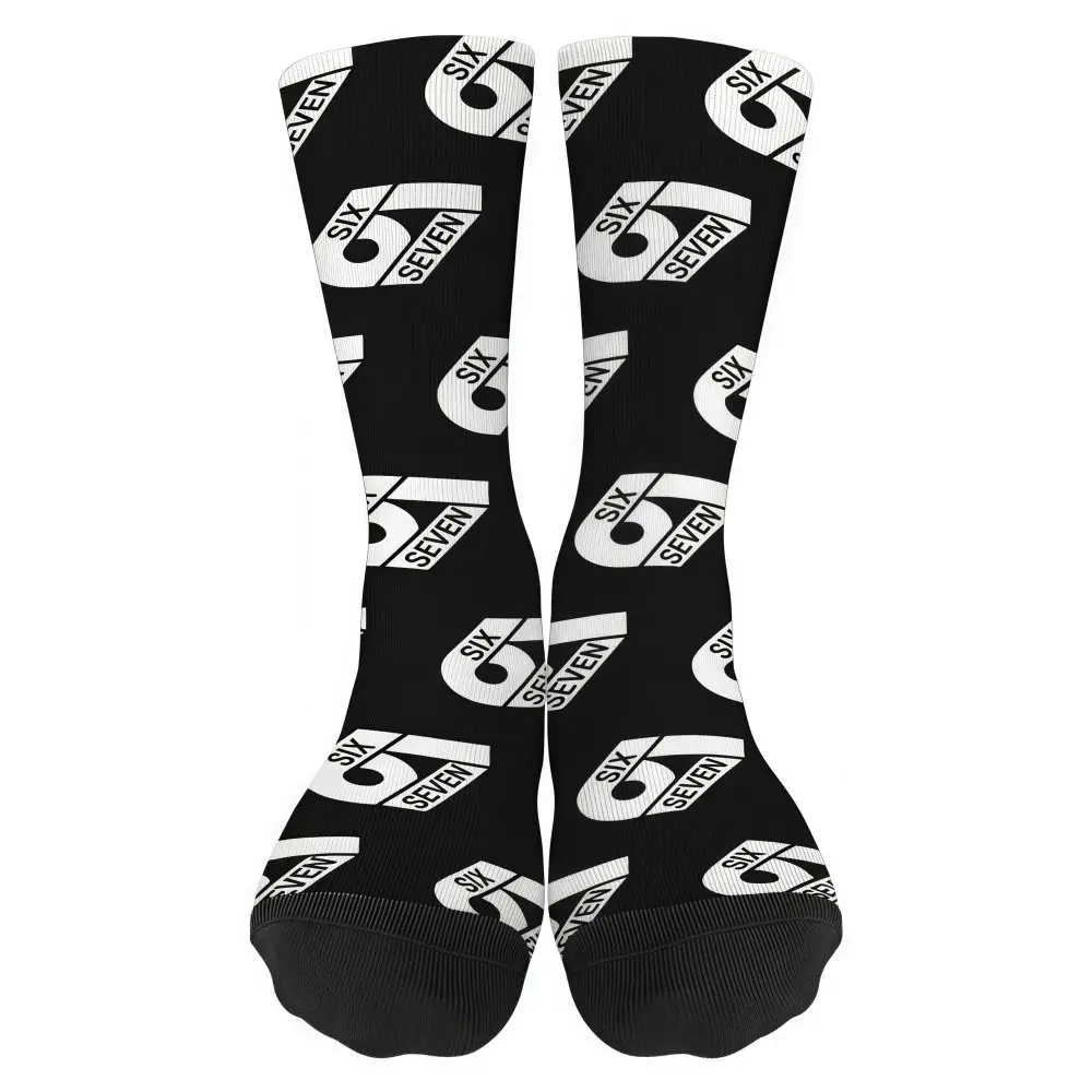 Cartoon Unisex 67 Meme Ice Cream Socks Warm Cotton 67 Meme Crew Long Socks Breathable Lightweight Creativity Stockings