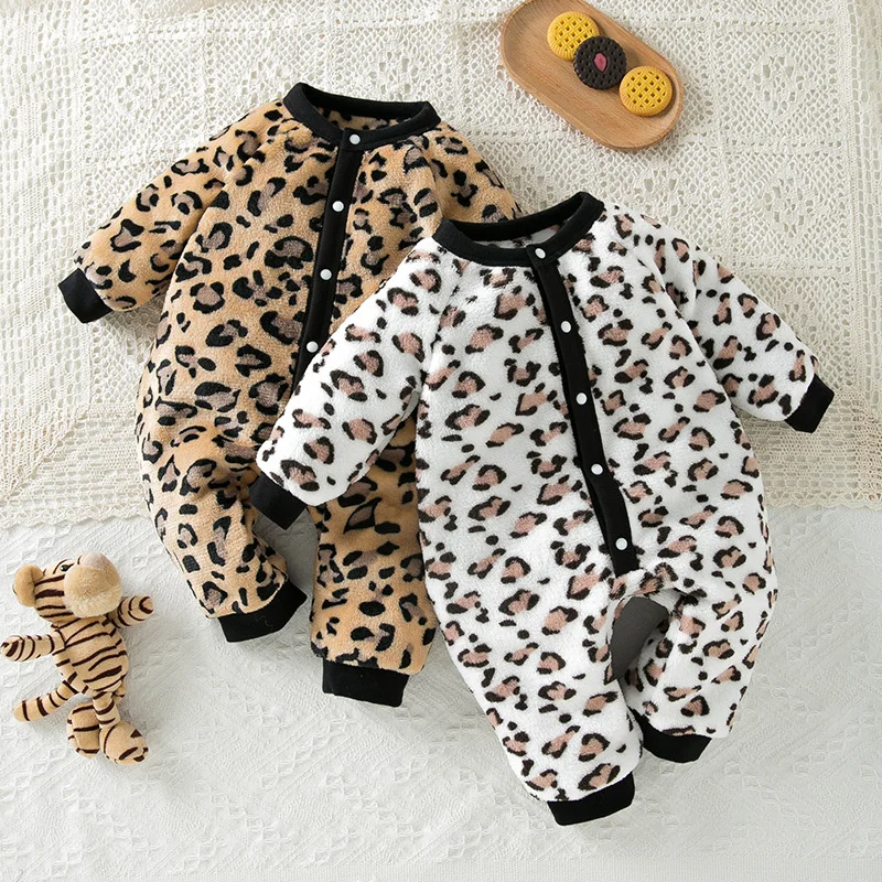 Baby Soft Warm Jumpsuits Tollder Winter Fleece Comfortable Thick Outdoor Thermal Romper Infant Casual O-Neck Long Sleeve Clothes