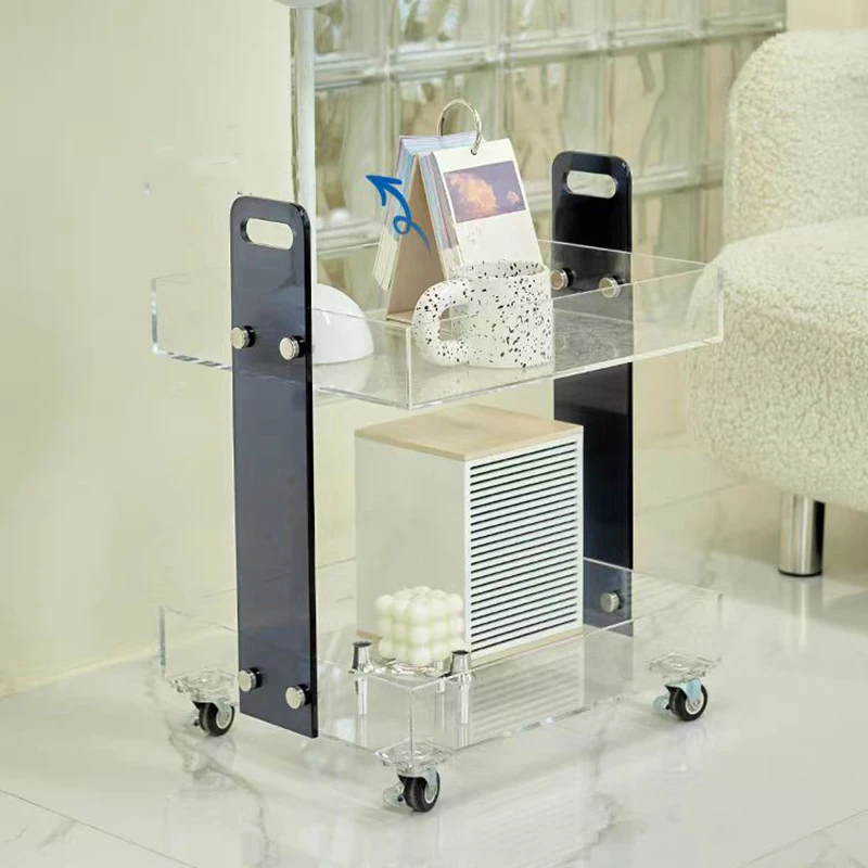 

！@Contemporary Acrylic 3-Layer Modern-Style Bedside Cabinet Transparent (Customizable) Finish for Home Hotel Bedroom Living Room