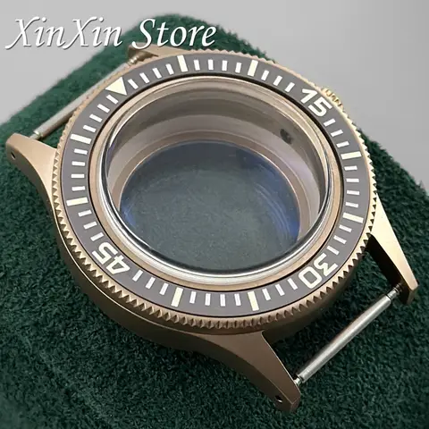 Titanrosaguld 40 mm retro självlysande infattning dykande dubbelkupolbelagd AR-safirglasboett för NH34 NH35 NH36 urverk 10 best sales titan nh35 - №6