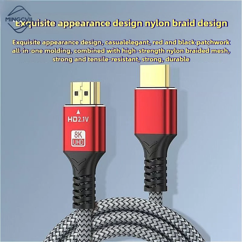 MINGCVIL 48Gbps HDMI-متوافق 2.1 كابل 1m 2m 3m 5m HDMI-متوافق مع كابل 8K 60 هرتز 4K 120 هرتز HDR ثلاثية الأبعاد تأثير الفيديو لأجهزة الكمبيوتر HDTV