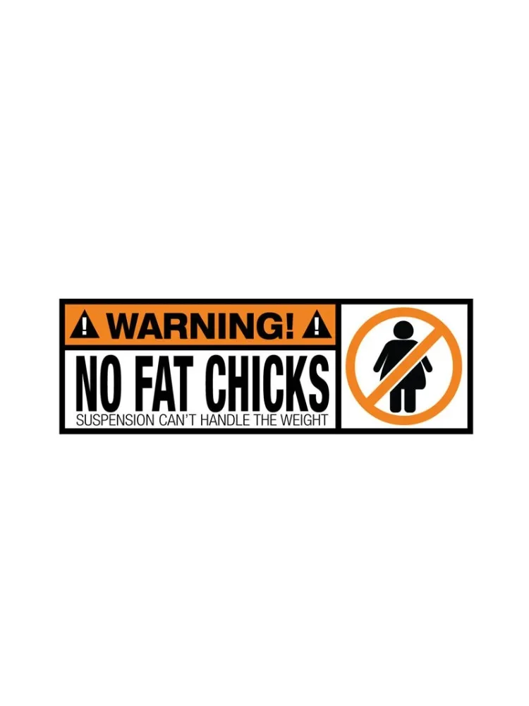 Lustiger Aufkleber „No Fat Chicks Warning“ aus PVC-Vinyl für Auto und Motorrad, Außendekoration, Zubehör