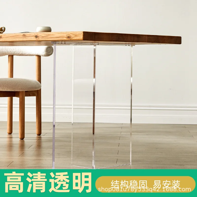 Wholesale acrylic transparent desk feet T-shaped hanging suspended feet dining table rock table legs tea table feet