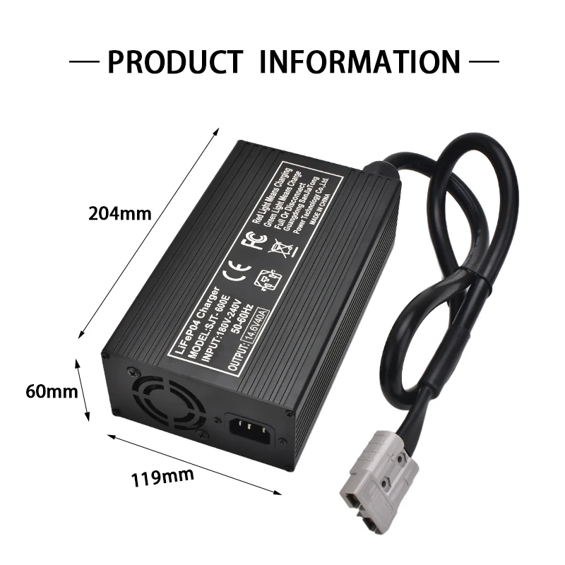 Lifepo4-Batterieladegerät 12V 40A Solarladegerät für 4S 12V 12,8V 14,6V 40A Lifepo4-Batterieladegerät. Es wird mit einem Lüfter geliefert