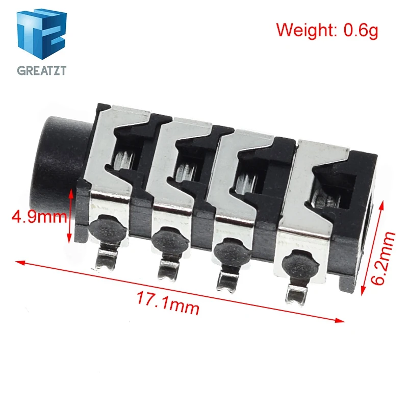 GREATZT 10/30Pcs 3.5Mm Aperture Eight-Foot Patch Headphone Socket Pj-313E  Four Sections 3.5Mm Audio Socket
