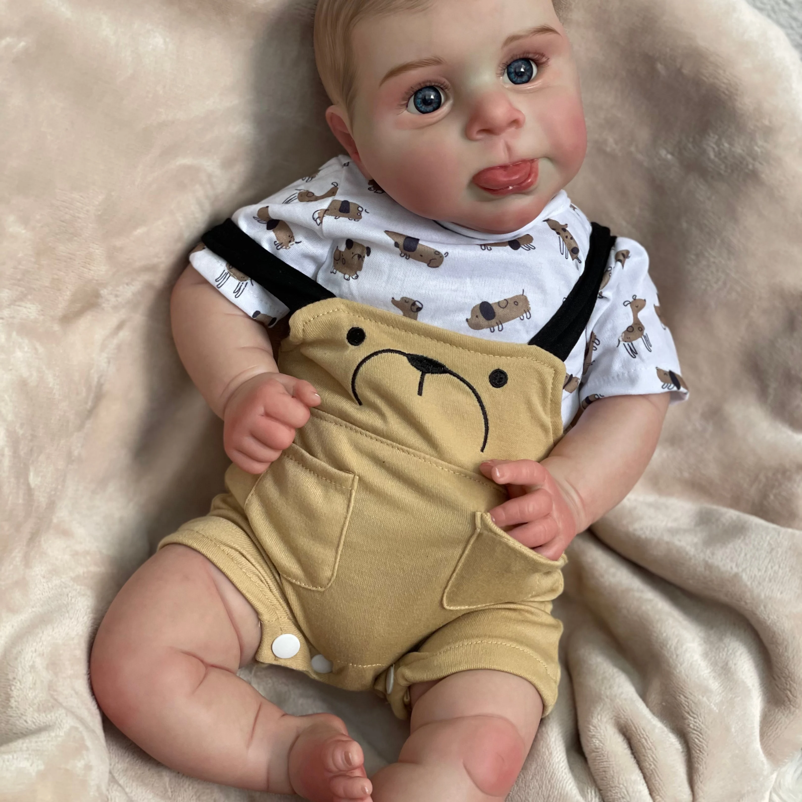 22 pollici bella bambola rinata corpo di stoffa e arti in vinile capelli dipinti realistici neonati Sebby morbidi regali di compleanno per bambini