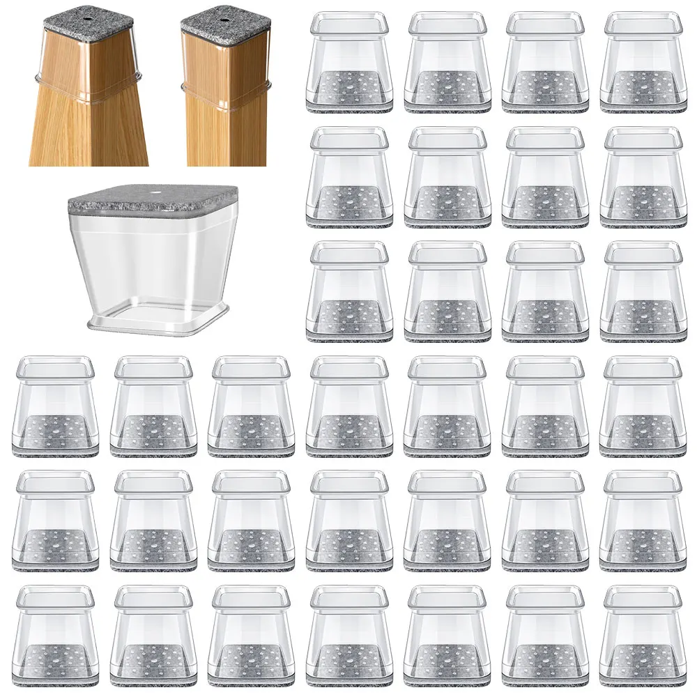 24PCS Chair Leg Floor Protectors for Hardwood Floors, Thick Silicone Rubber Covers, Scratch-Resistant & Noise Reducing
