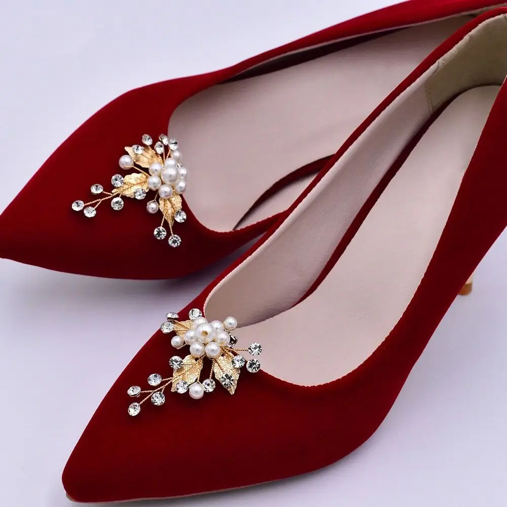 Removable Shoe Clips Pearl Rhinestone Decorative High Heel Charm Buckle Prom Accessories Handmade Shoes Decorations