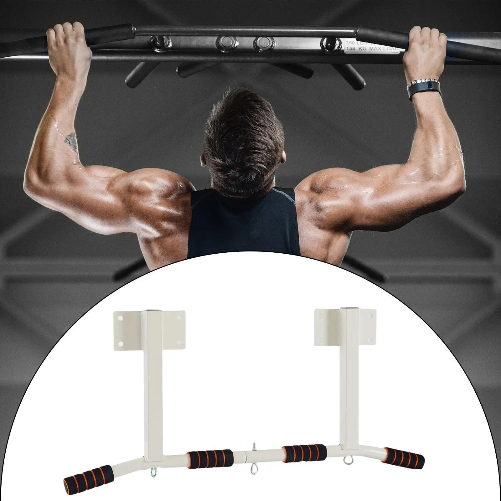 Wall Mount Chin-up Bar Women Men Use Easy to Install Non-slip Dip Bar for Indoor Upper Body Workout Traction for Adults