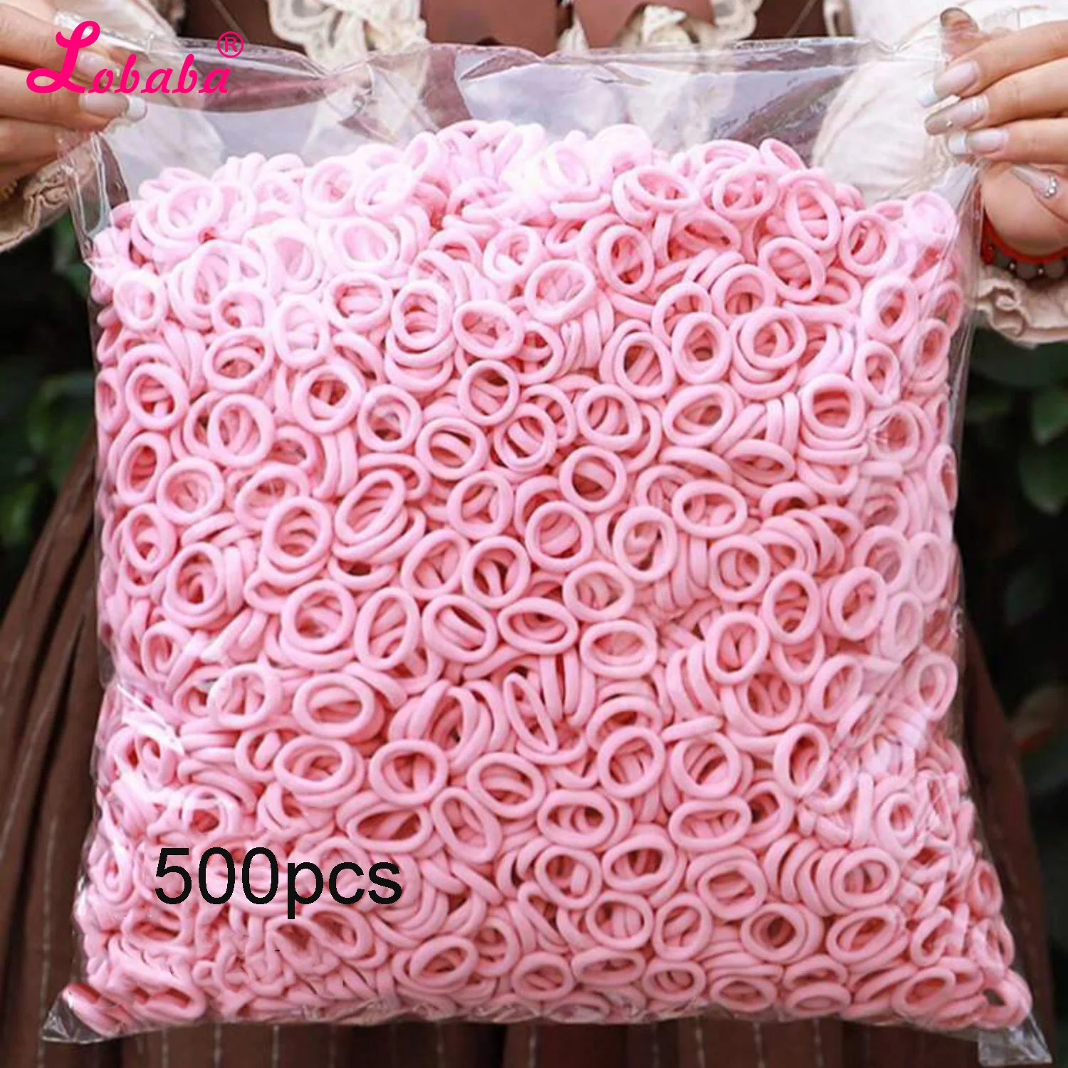 500Pcs Pink Black Camel Small Hair Ties,Hair Elastics Ponytail Holders Braids Locs for Baby Women Girls,Small Hair Rubber Band