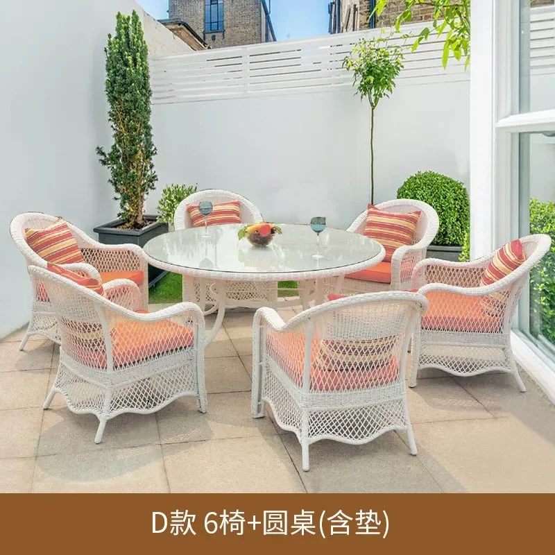 for Outdoor Rattan Chair Set Art Garden Yard Patio Courtyard Table and Chairs Sun Protection Waterproof