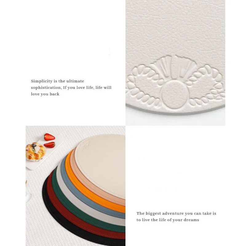 1/4/10pcs Oval Gift Placemats Indoor Outdoor Black Faux Leather Place Mat Reversible Waterproof Table Mats Patio Placemats