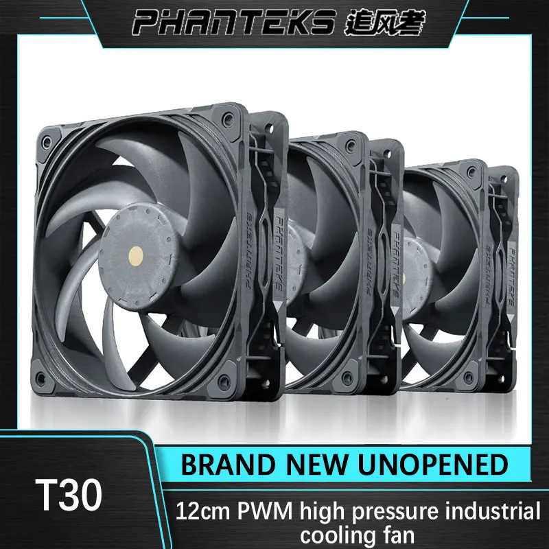 PHANTEKS T30 Industrial Grade High Pressure 12CM PWM Water Air Cooling Fan,Dual Vapo Bearing,120X120X30MM Powerful Cooler Master