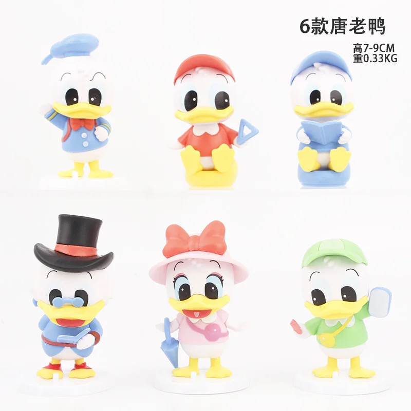 6pcs Anime Donald Duck Action Figure Cake Decor Model Decoration Kawai Accessories Toys Children's Christmas Birthday Cake Decor