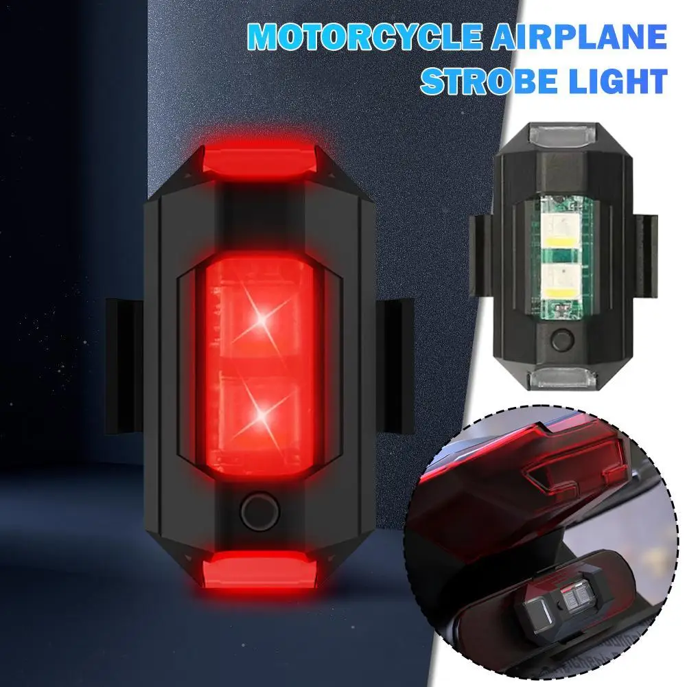 Universal Mini LED Motorcycle Warning Lights 7 Colors USB Drone Strobe Light Bike Aircraft Night Flashing Turn Signal Indicator