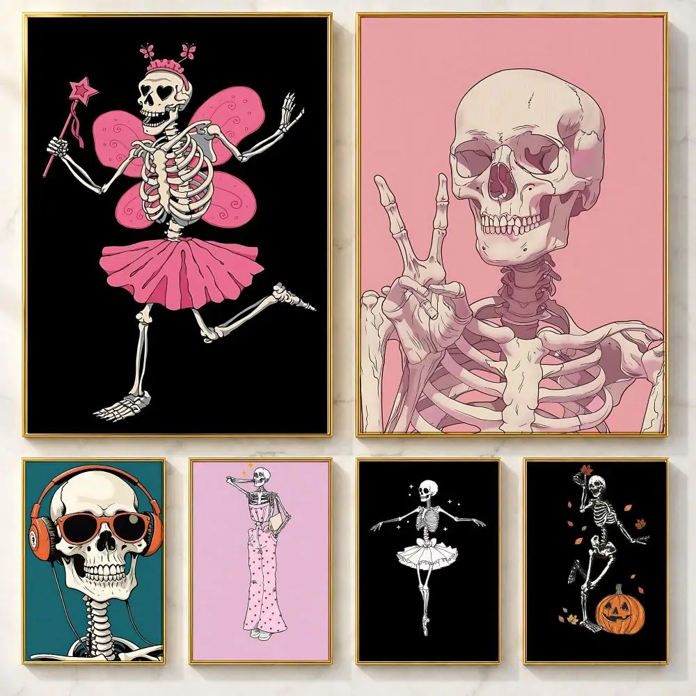 International Art S-SkullS Poster Self-adhesive Art Poster Decoracion Painting Wall Art White Kraft Paper Home Decor