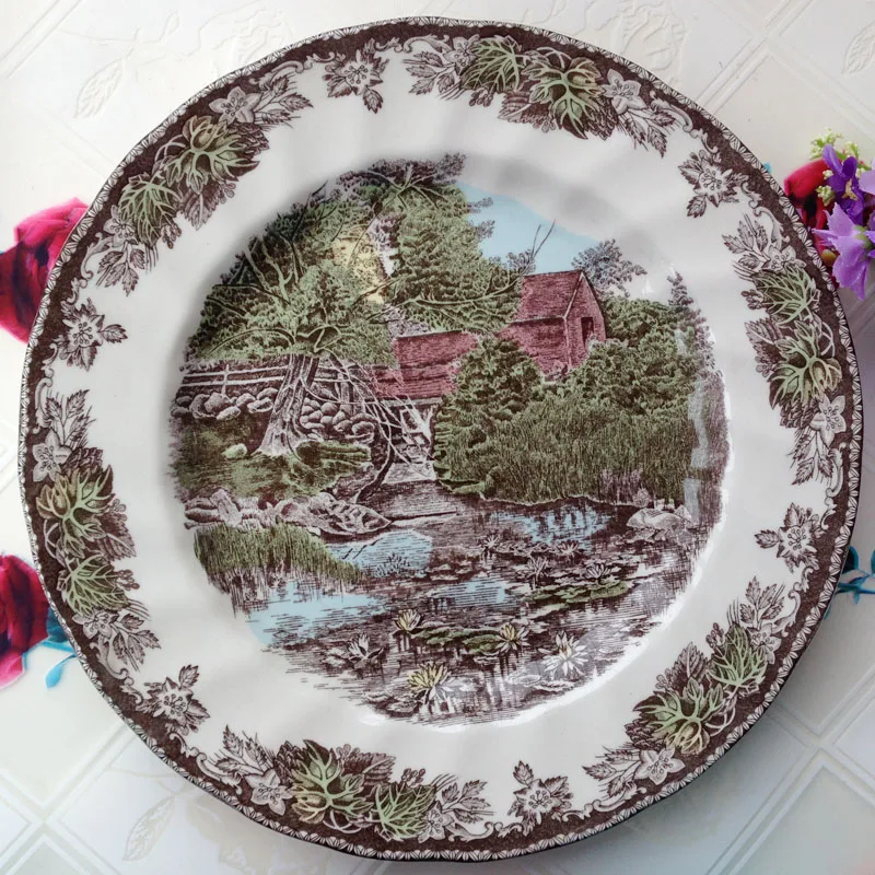 Bone China Tableware for Kitchen,Steak Plates,Staple Food Dishes,Dinnerware,Four Seasons Style, Wedding Gifts, New, 10.5 Inches