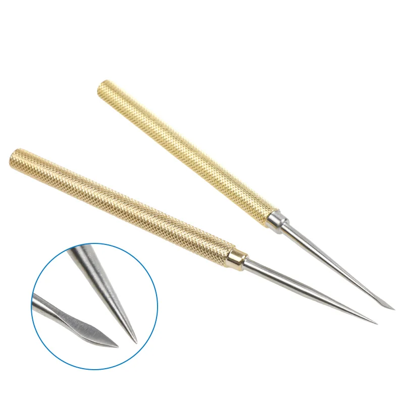 Stainless Steel Large V Buried Threading Needle Curved Straight Skin Breaker Perforator Thread Carving Tool