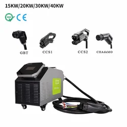 Mobile Ev Charging Station CCS Chademo Gbt  20kw/30kw Ocpp Controller IP54 Portable Ev Charger Dc