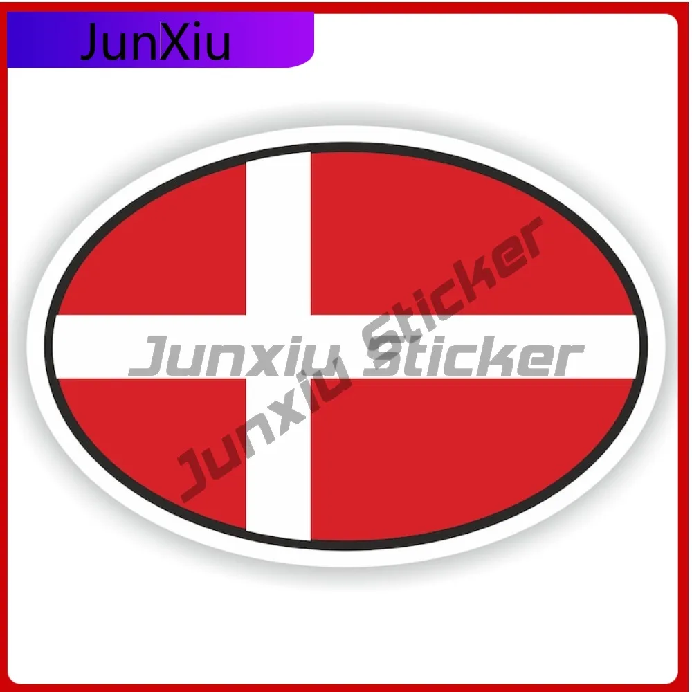 

Denmark Oval Sticker With National Flag Badge Scratch Cover Vinyl Decals Car Window Bumper Decoration Waterproof Decals For Kaya