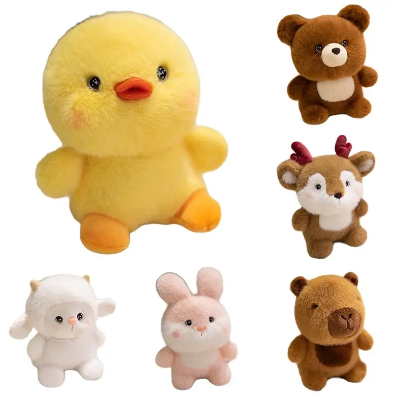 

17cm Standing Kawaii Animal Plush Toy Stuffed Duck Capybara Rabbit Sheep Deer Bear Doll Decoration Pillow Gift