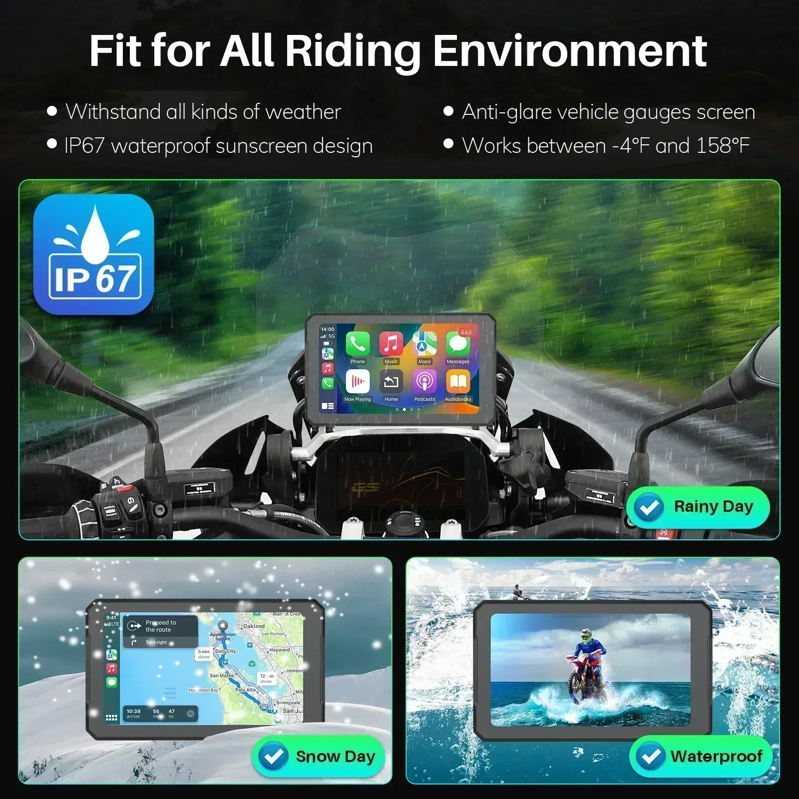 Carplay für BMW XR M1000 R1200GS R1250GS S1000XR R1300GS 7-Zoll tragbarer Motorrad-Navigator CarPlay Android Auto Navigator