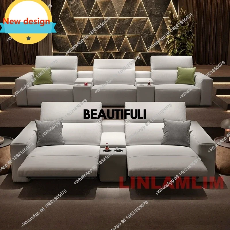 

Электрический диван-реклайнер C139 с двумя двигателями — силовой диван из натуральной кожи с регулируемыми подголовниками, USB-портом и подстаканником — театр