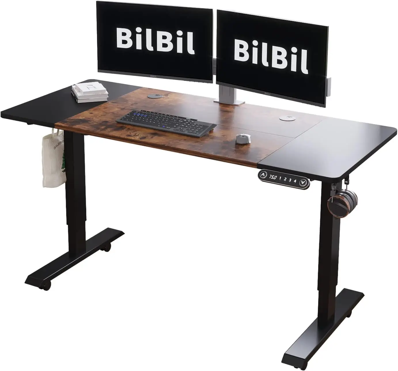 Height Adjustable Standing Desk, 55 x 24 Inches Home Office Computer Desk - Memory Settings  Double-Beam Construction