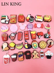 Kawaii Food Fries PVC Pins Croc Charms Designer Clog Shoe Accessories Original Buckle Decorations Fit Wristbands Kids Party Gift