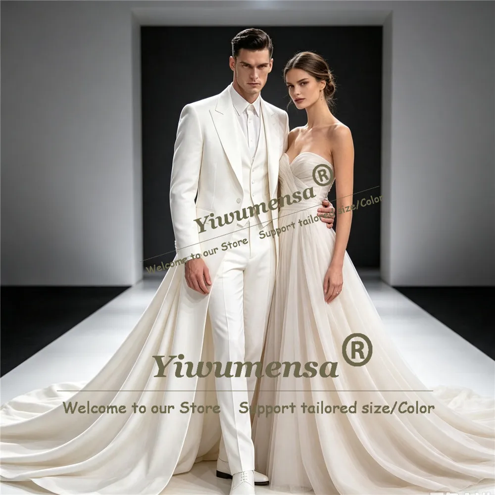 Exclusive Solid Navy Suit Men Slim Fit Single Breasted Prom Blazer With Long Train Customized 3 Piece Sets Groom Wedding Tuxedos