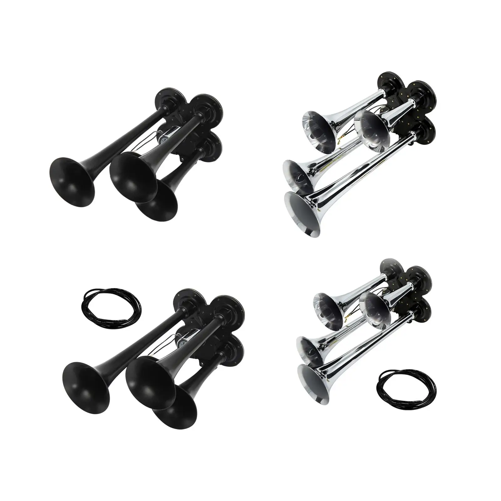 Train Air Horn Direct Replacement Super Loud dB Generic Four Trumpet Accessories for Car Trains Motorcycles SUV Vehicles