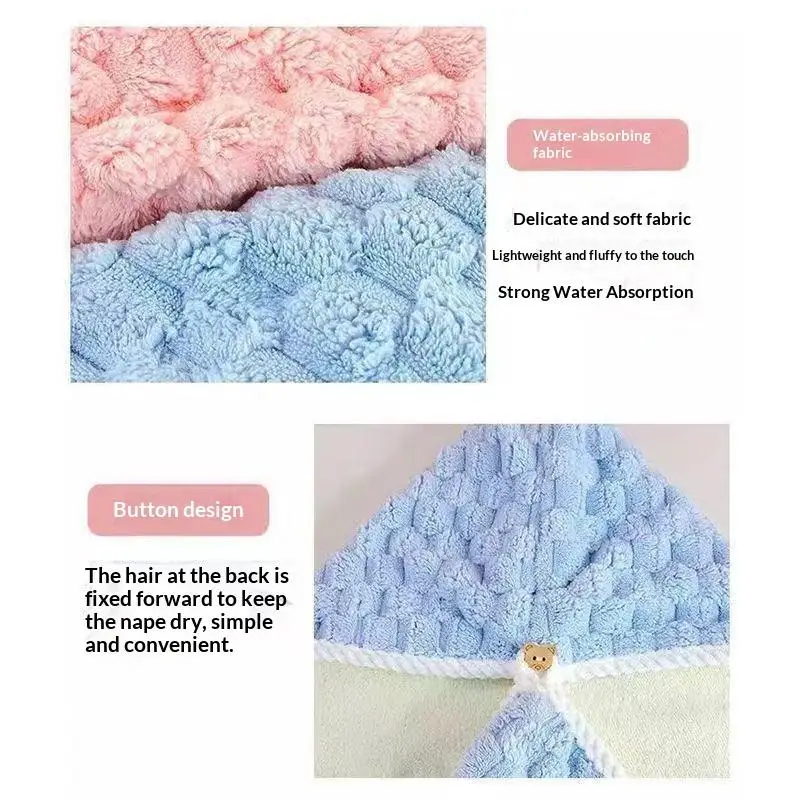 Ultrafeines Fasertuch, umwickelte und verdickte Damen-Haartrockenmütze, dickes und hochabsorbierendes Kopftuch zum Haaretrocknen. – Detail 17