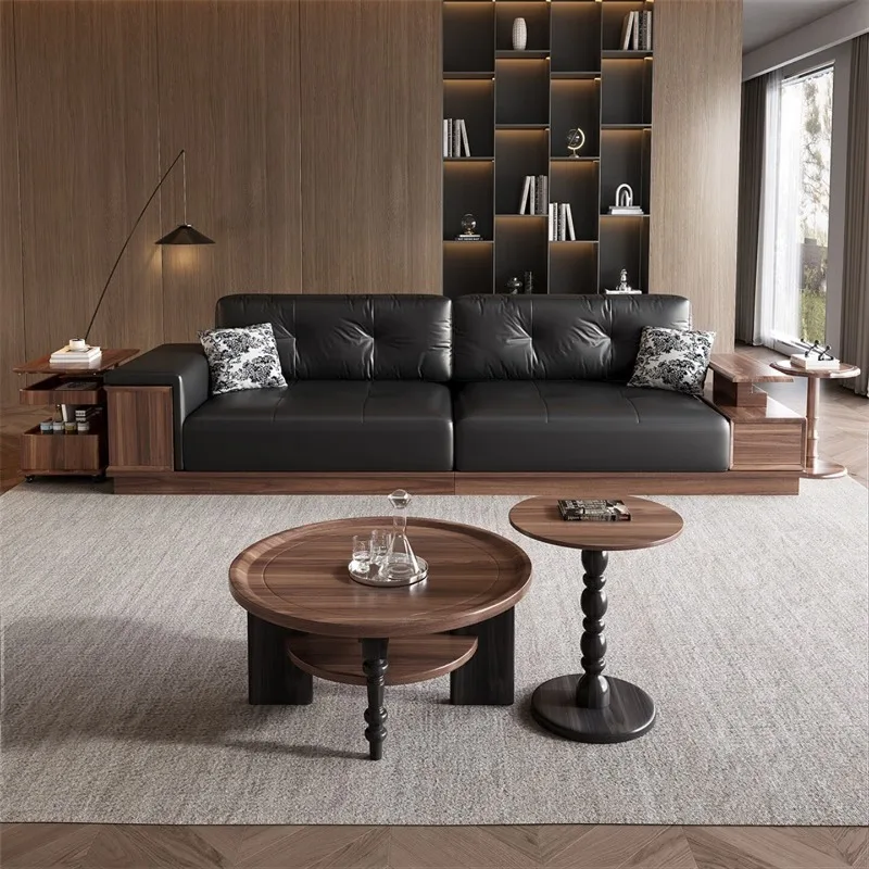 Concubine imported North American black walnut solid wood sofa, modern light luxury medium and ancient style living