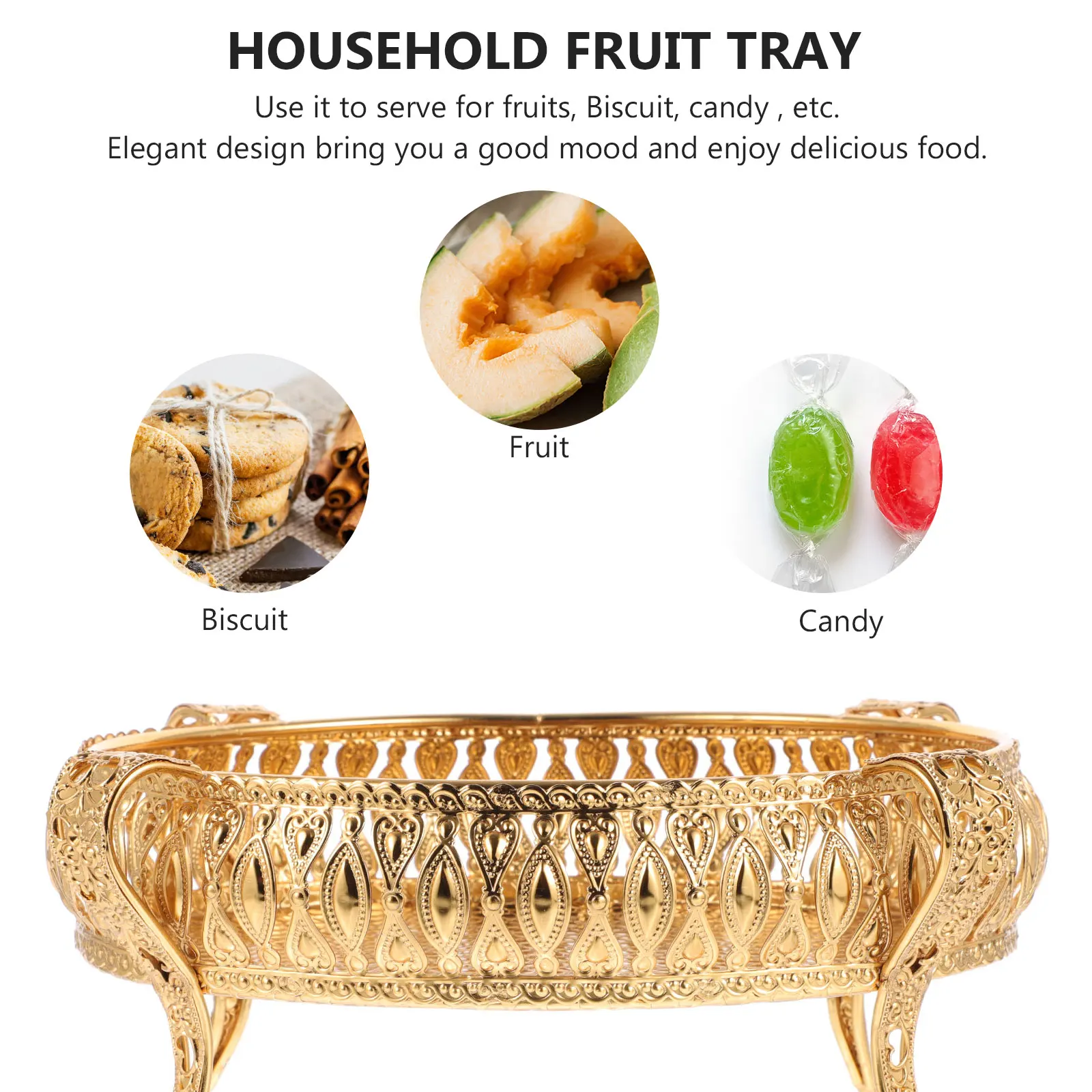 

1pc European Style Metal Fruit Tray Luxury Gilded Snack Serving Plate Home Kitchen Decor Coffee Shop Corrosion Resistant