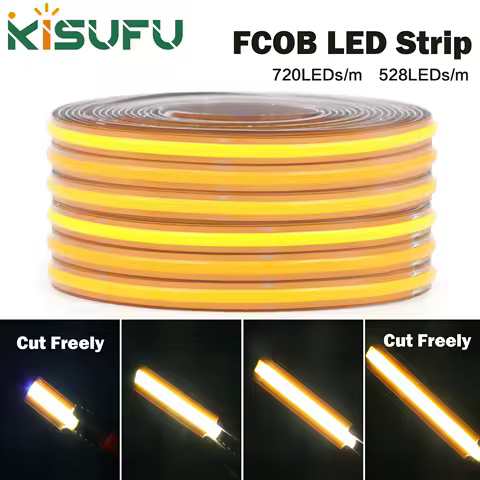 24V FOB COB LED Strip Light Cut Freely 528LEDs/m 720 LEDs/m Super Bright 8mm PCB Flexible Linear Lights 3000K 4000K 6000K 1-20M
