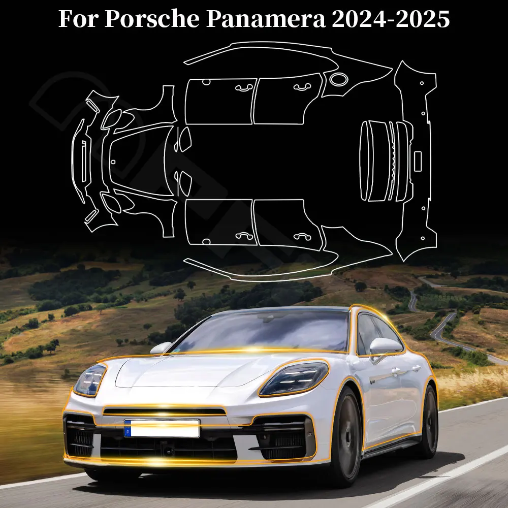 

F or Porsche Panamera Base 2024-UP Car Paint Protection Film PPF Pre-cut Transparent Body Sticker Anti-scratch Cars Accessories