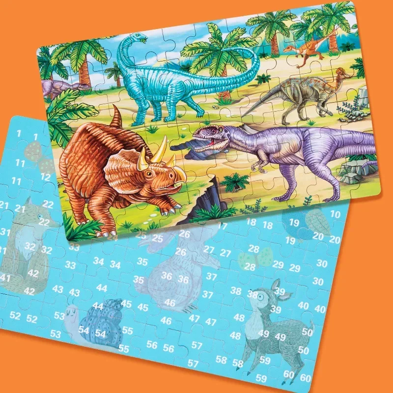 Gorące nowe 60 sztuk drewniane Puzzle zabawki dla dzieci pojazd animowany z drewna z motywem zwierzęcym układanka edukacyjna zabawka dla dzieci prezent dla dzieci