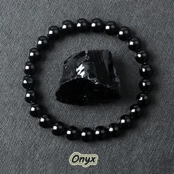 Classic Black Obisidian Bead Bracelet for Men Natural Stone Shiny Black Onyx Handmade Bracelet Yoga Meditation Jewelry Wholesale