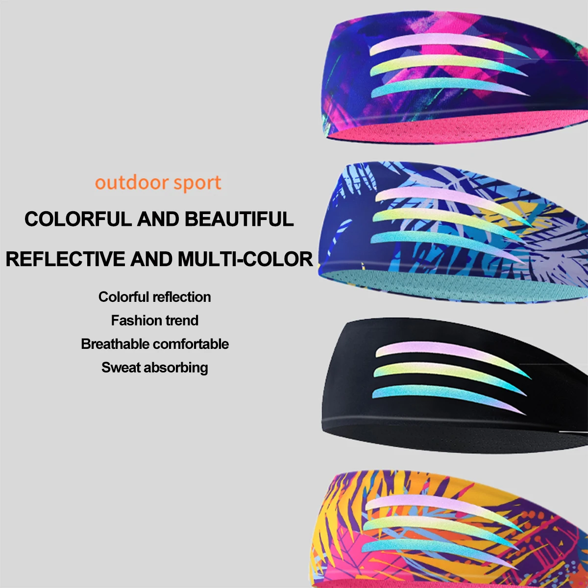 Sport Headband Breathable Running Gym Sweat Guide Band Cooling Quick Dry Stretchy Headwear Lightweight Tennis Cycling Sweatband