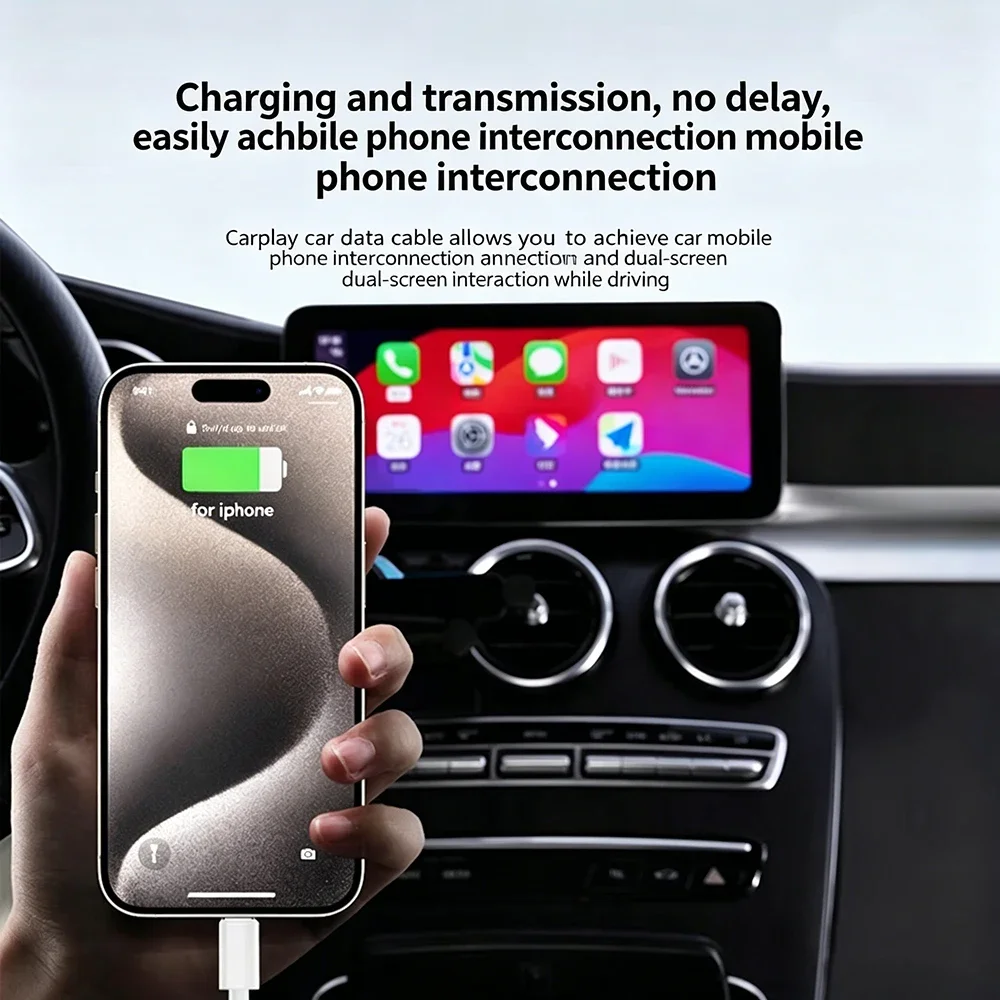 For Carplay Cable Car Charger Cord USB A to Type C Cable Fast Charging Data Transfer for iPhone 17 16 15 Mobile Phone 1m 1.5m 2m