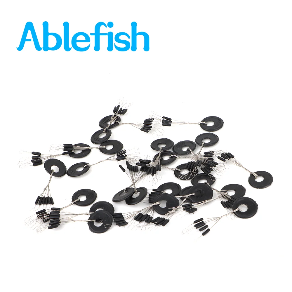 Flotteur de pêche à la mouche en caoutchouc noir, bouchon nar, 10 groupes, 60 pièces