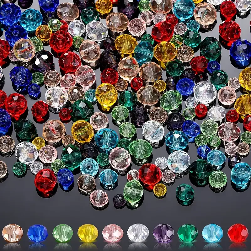 300pcs Round Crystal Glass Beads Color Loose DIY Craft Bracelet, Necklace Jewelry Making, 4mm 6mm 8mm