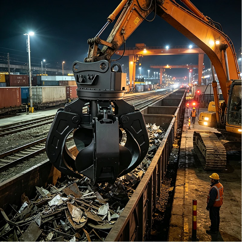 OEM Excavator Grab Attachment Hydraulic Grapple for Waste Recycling Construction Debris and Steel Loading Operations