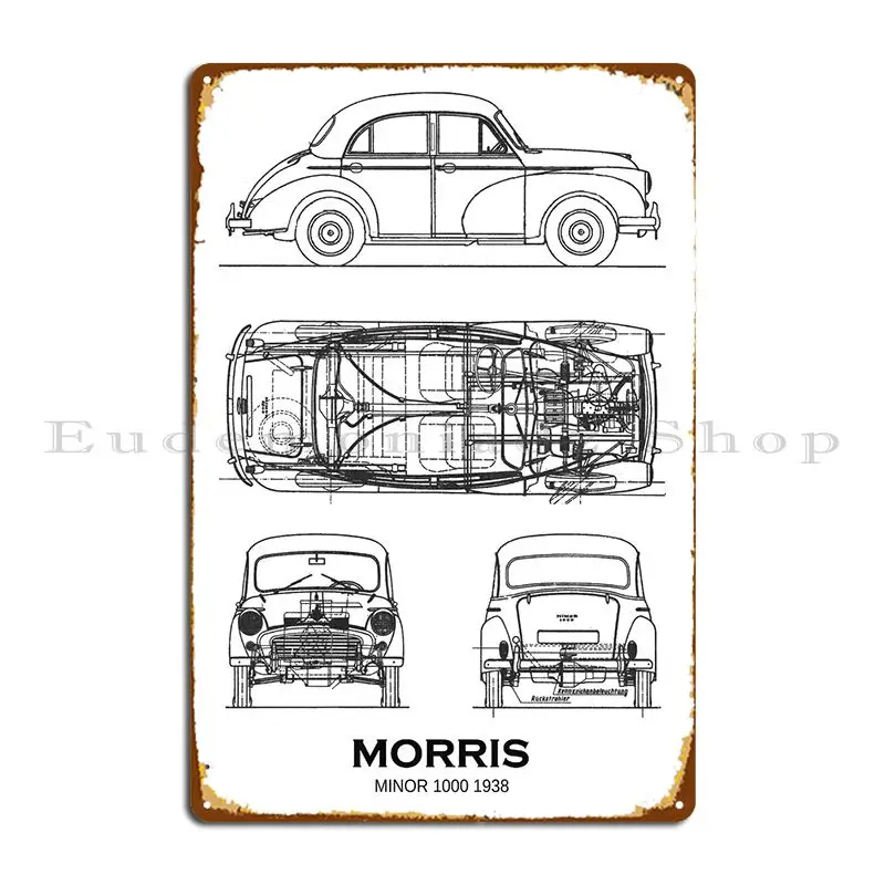 Bnw Morris Minor 1000 1938 Metal Sign Pub Mural Club Kitchen Customized Club Tin Sign Poster