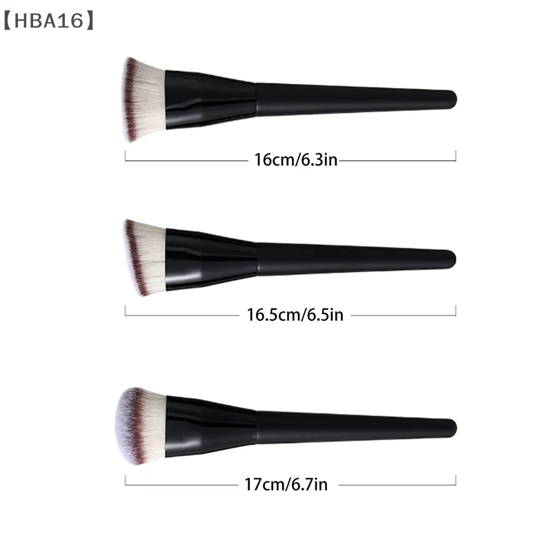 〔HBA16〕Angled/Flat/Round Top Liquid Foundation Contour Makeup Brushes Cream Blush Dense Bristle Hair Face Buffing Makeup Tool