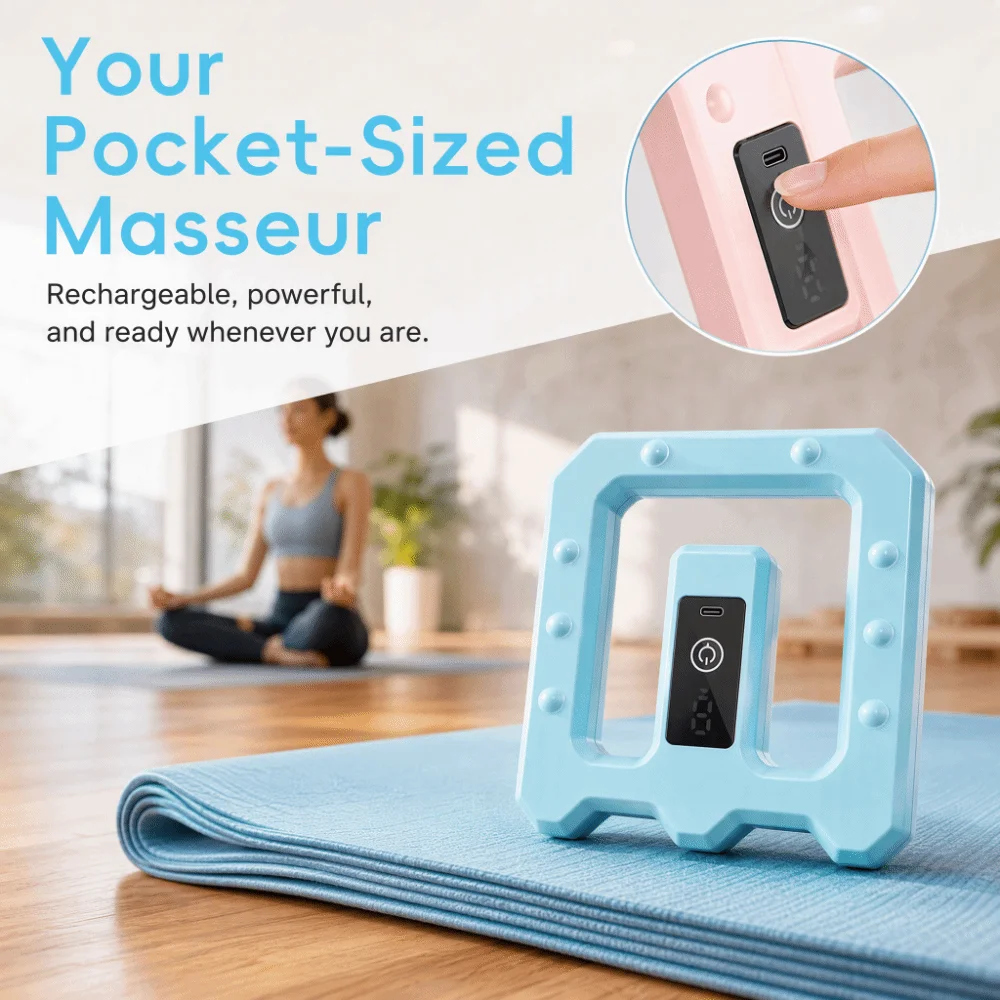 Cordless Fascia Rings Massager Type-C Rechargeable Deep Tissue Electric Body Slimming Machine with Belt Adjustable Vibration