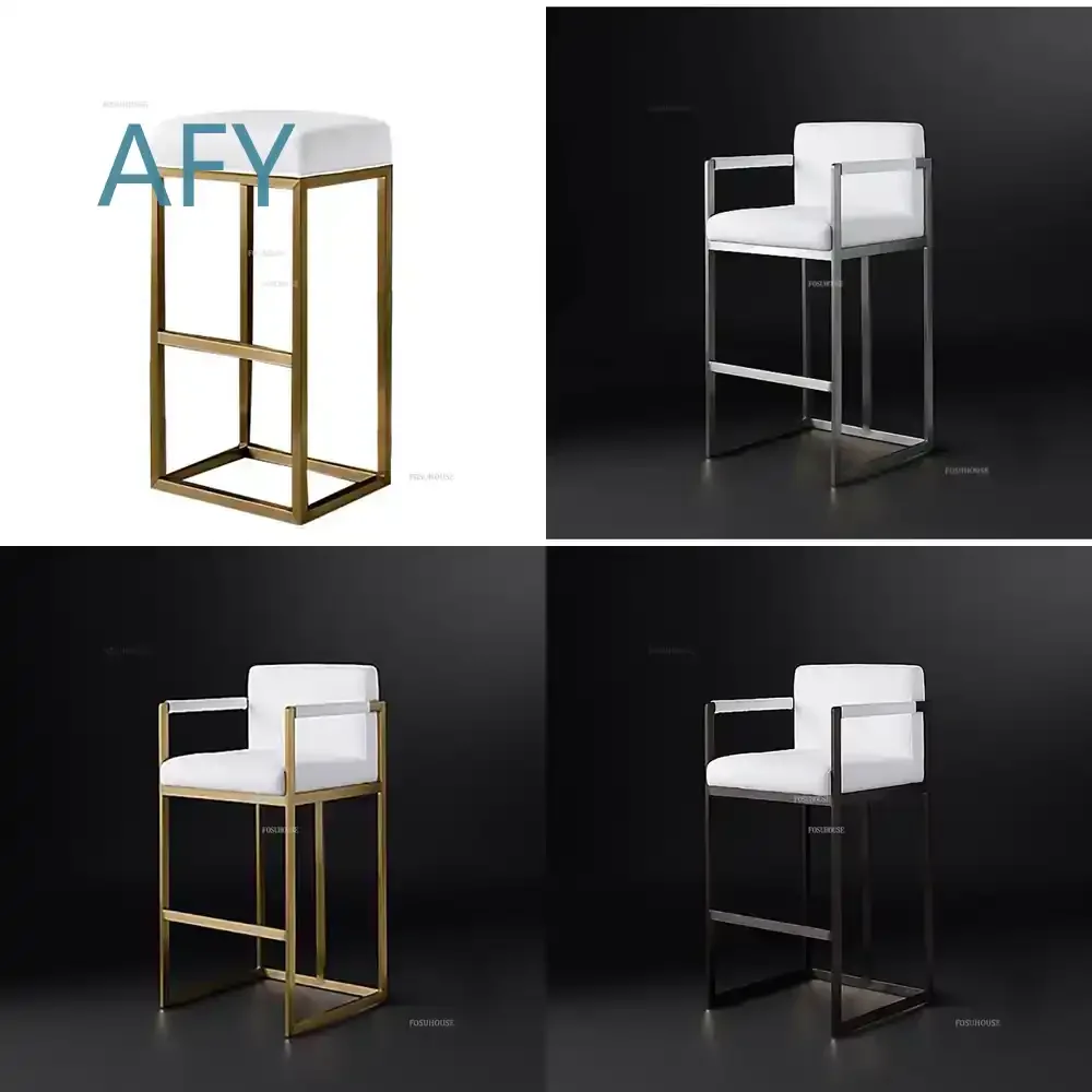 Modern Light Luxury Bar Chairs for Kitchen Dining Room Bar Counter Nordic High Stool Iron Art Backless Home Furniture Simple